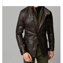 Men's Genuine Designer Lambskin Leather Long Jacket