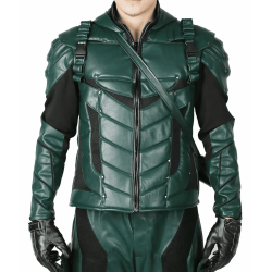 Stephen Amell Green Arrow Leather Hoodie