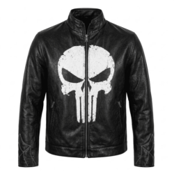 Punisher Skull Real Leather Biker Jacket