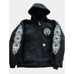 Chrome Hearts Black Brown Fleece Zip Hoodie Jacket