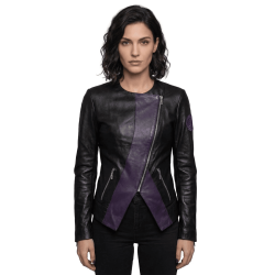 Sombra Hacker Black Purple Leather Jacket