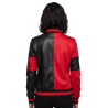 51 50 Bomber Black Red Leather Jacket Women