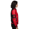 51 50 Bomber Black Red Leather Jacket Women