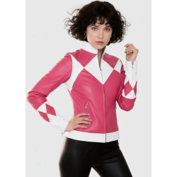 Pink Mighty Morphin Power Ranger Leather Jacket