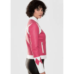 Pink Mighty Morphin Power Ranger Leather Jacket